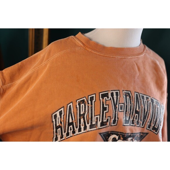 Vintage 90s Harley Davidson Orange Crewneck Sweatshirt Las Vegas Cafe Men’s - Picture 2 of 11